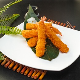 Tempura au scampis